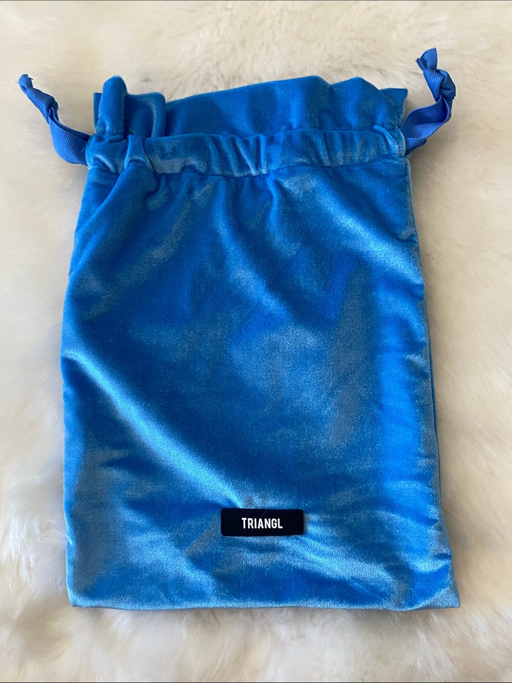 triangl swimwear Blue Velvet Drawstring Cosmetic Pouch